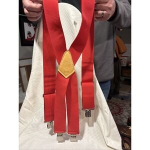 Heavy Duty Red Work Suspenders S-10 Size Adjustable Metal Clips